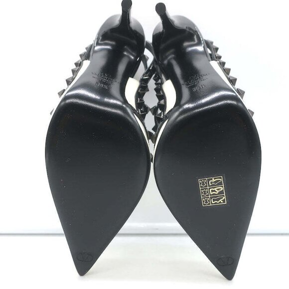 Valentino Rockstud Bicolor Cage Pumps White & Black Patent Leather Size 38.5 NEW - Picture 12 of 12